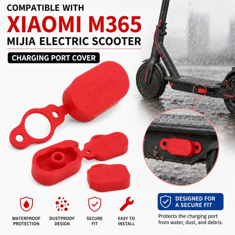 4 PCS Silicone Charging Port Waterproof Cover Dust-proof Plug Electric Scooter Accessories for Xiaomi Mijia M365(Red) - Image 6