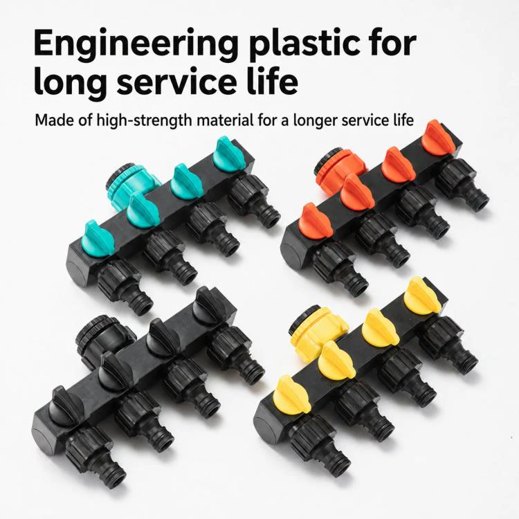 4-Way Water Tap Splitter With On-Off Switch 1 Inlet 4 Outlets Quick Connect Valve Connector(Orange) - Image 4