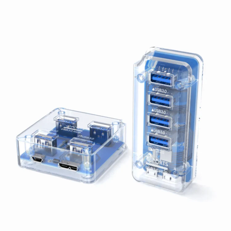 4 x USB 3.0 HUB 5Gbps Transparent Docking Station USB Adapter Splitter(Rectangle) - Image 4