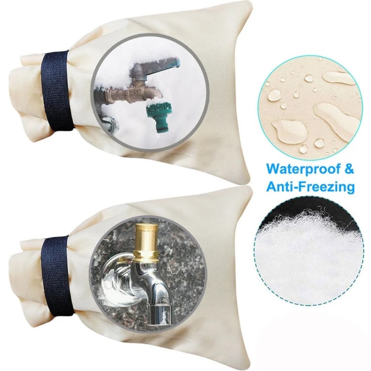 420D Oxford Cloth Outdoor Waterproof Winter Faucet Antifreeze Cover(Sandy Yellow) - Image 2