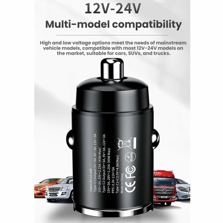 45W Type-C Mini Pull-Ring Car Fast Charger(C13-E13) - Image 3
