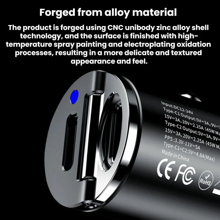 45W Type-C Mini Pull-Ring Car Fast Charger(C13-E13) - Image 5