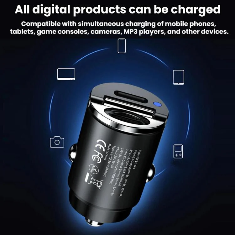 45W Type-C Mini Pull-Ring Car Fast Charger(C13-E13) - Image 6