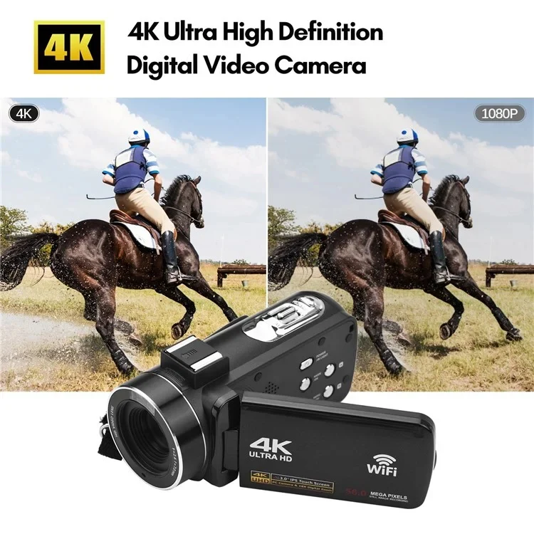 4K Digital Video Camera 3 Inch IPS Touch Screen 56MP 18X Digital Zoom WiFi Camcorder, Spec: Set 2 - Image 3