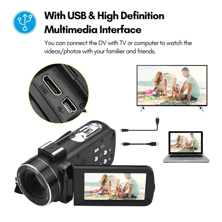 4K Digital Video Camera 3 Inch IPS Touch Screen 56MP 18X Digital Zoom WiFi Camcorder, Spec: Set 2 - Image 6