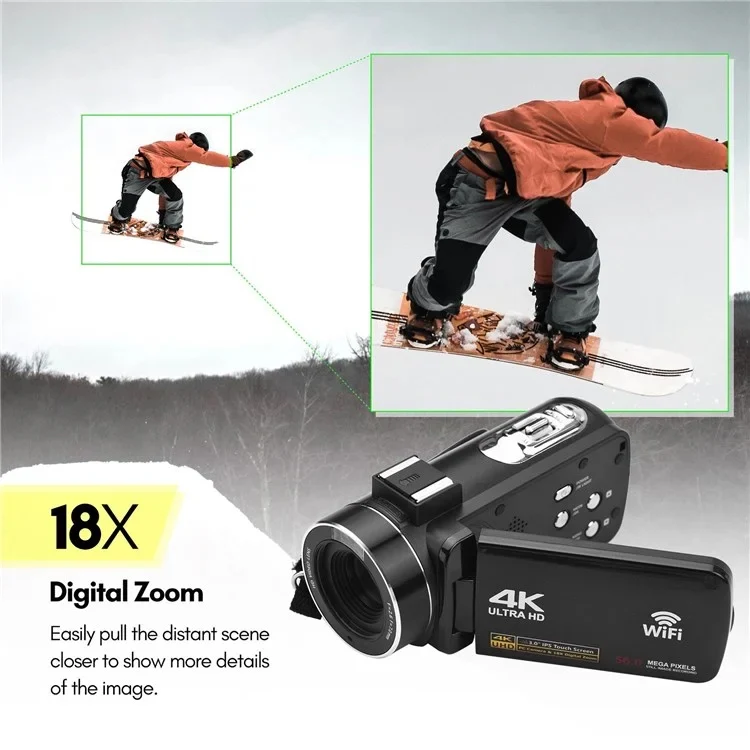 4K Digital Video Camera 3 Inch IPS Touch Screen 56MP 18X Digital Zoom WiFi Camcorder, Spec: Set 3 - Image 5