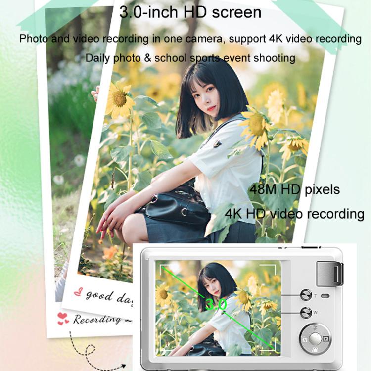 4K HD 3.0-Inch IPS Screen Autofocus HD Digital Camera Student DV Camera SLR(White) - Image 8