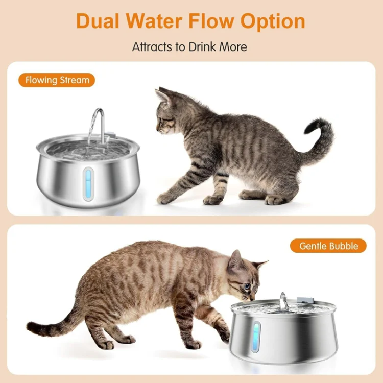 4L Pet Water Dispenser Stainless Steel Cats Water Fountain Large Capacity Automatic Cat Drinker, Style: Without Window(USB Port) - Image 10