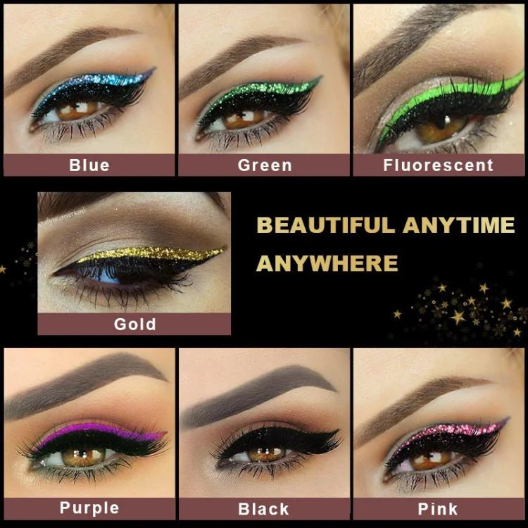 4pairs Waterproof Self-Adhesive Glitter Eyeliner False Eyelashes Eyeshadow Stickers(Fluorescence) - Image 3