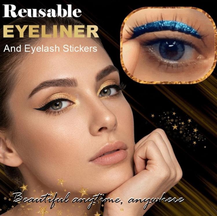 4pairs Waterproof Self-Adhesive Glitter Eyeliner False Eyelashes Eyeshadow Stickers(Gold) - Image 7