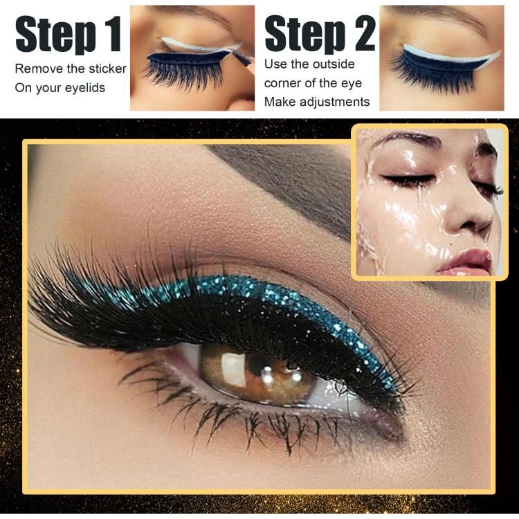 4pairs Waterproof Self-Adhesive Glitter Eyeliner False Eyelashes Eyeshadow Stickers(Gold) - Image 8