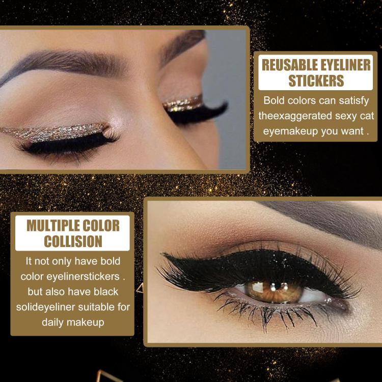 4pairs Waterproof Self-Adhesive Glitter Eyeliner False Eyelashes Eyeshadow Stickers(Pink) - Image 4