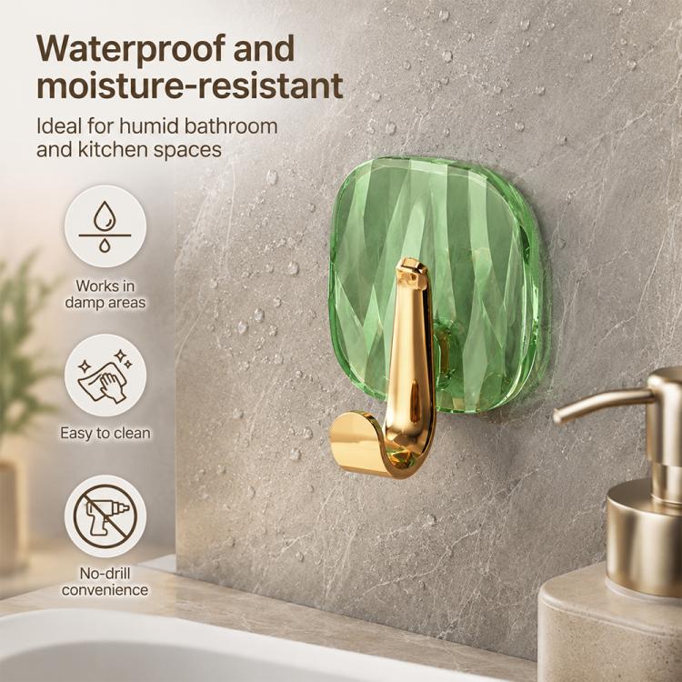 4pcs No Drill Light Luxury Plastic Adhesive Hooks Traceless Heavy-Duty Clothes Hook, Style:Gold Hook(Transparent) - Image 4