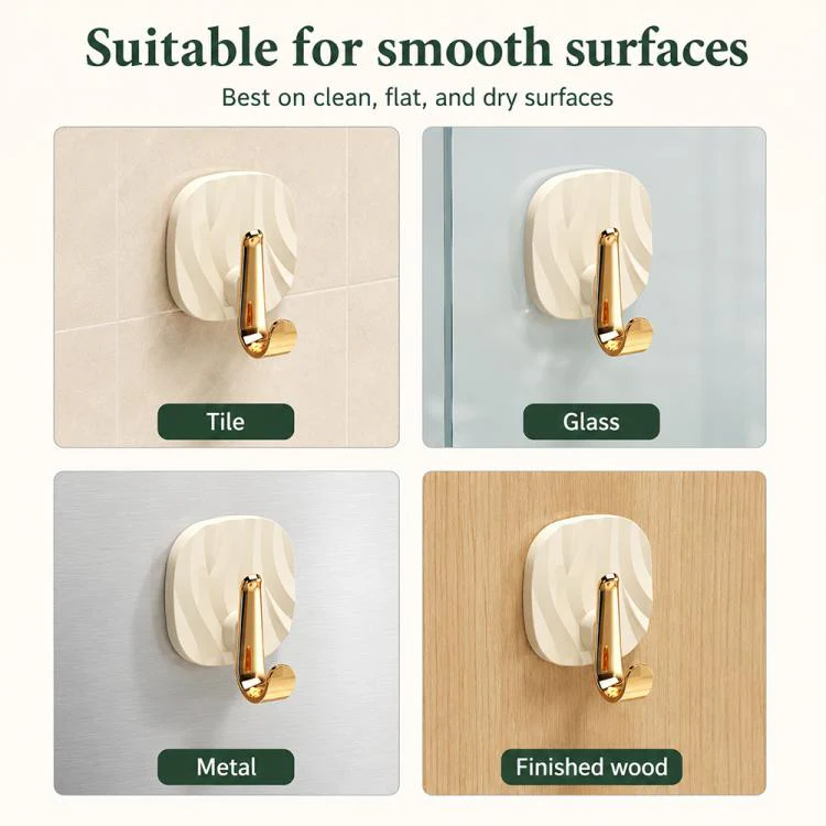 4pcs No Drill Light Luxury Plastic Adhesive Hooks Traceless Heavy-Duty Clothes Hook, Style:Gold Hook(Transparent) - Image 7