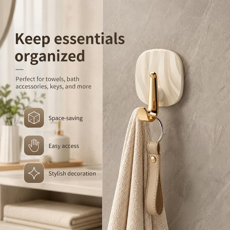4pcs No Drill Light Luxury Plastic Adhesive Hooks Traceless Heavy-Duty Clothes Hook, Style:Gold Hook(Transparent) - Image 9