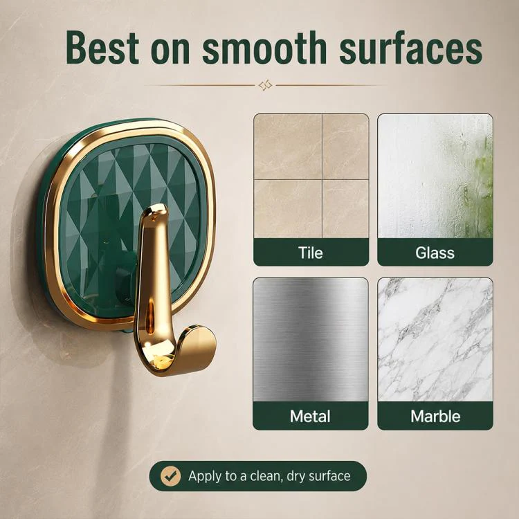 4pcs No Drill Light Luxury Plastic Adhesive Hooks Traceless Heavy-Duty Clothes Hook(Dark Green) - Image 7