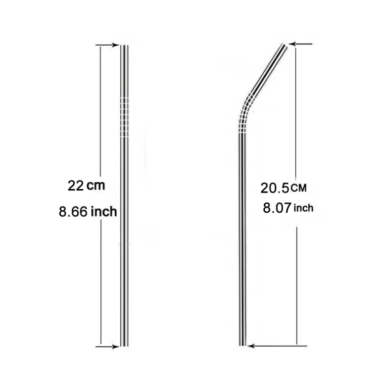 4pcs Reusable Stainless Steel Drinking Straw + Cleaner Brush Set Kit,  266*6mm(Black) - Image 5