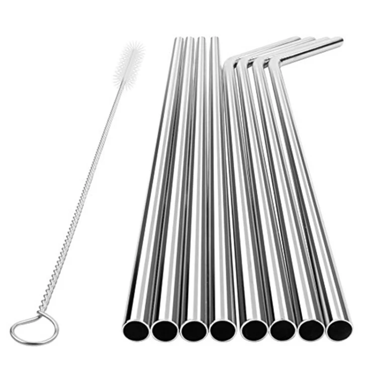 4pcs Reusable Stainless Steel Drinking Straw + Cleaner Brush Set Kit,  266*6mm(Colour) - Image 4
