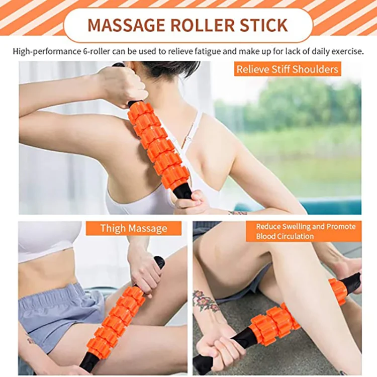 4pcs/set Crescent Hollow Foam Roller Yoga Column Set Fitness Muscle Relaxation Massager Set(33cm Orange) - Image 4