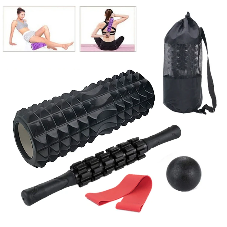 4pcs/set Crescent Hollow Foam Roller Yoga Column Set Fitness Muscle Relaxation Massager Set(45cm Purple) - Image 2