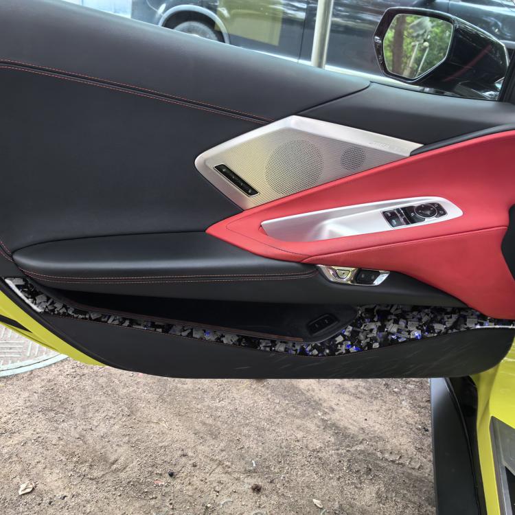4pcs/Set Forged Gold Foil Carbon Fiber Car Door Storage Panel Decorative Sticker for Chevrolet Corvette C8 2020-, Left and Right Driver(Blue) - Image 3