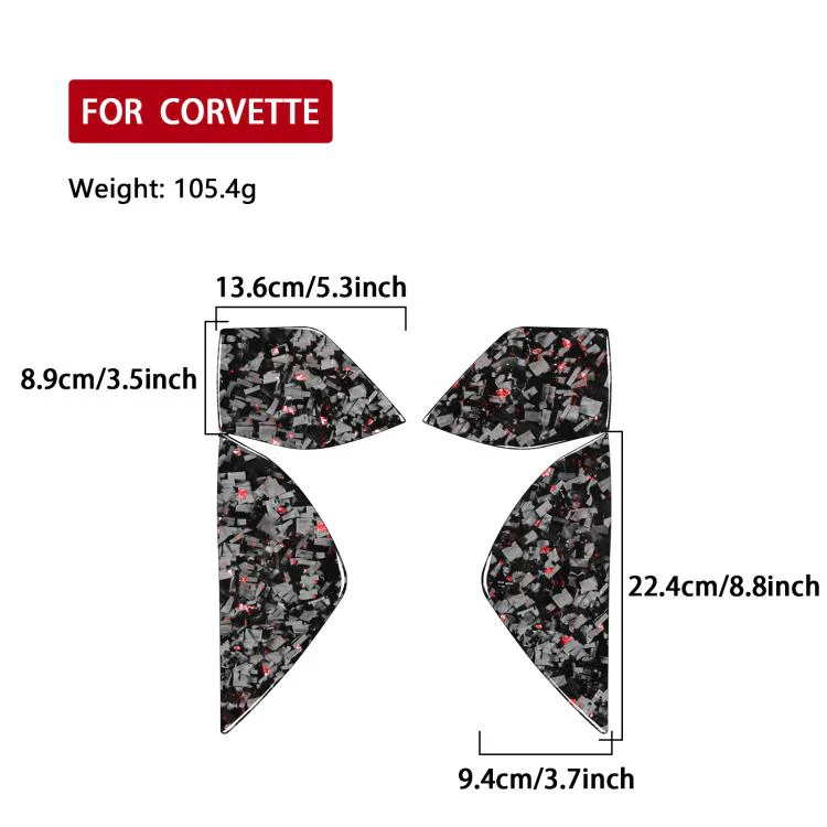 4pcs/Set Forged Gold Foil Carbon Fiber Car Front Slot Decorative Sticker for Chevrolet Corvette C8 2020-, Left and Right Driver(Red) - Image 2
