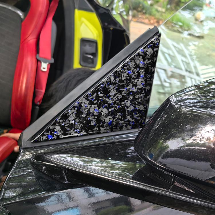 4pcs/Set Forged Gold Foil Carbon Fiber Car Outside A-pillar Decorative Sticker for Chevrolet Corvette C8 2020-, Left and Right Driver(Blue) - Image 4