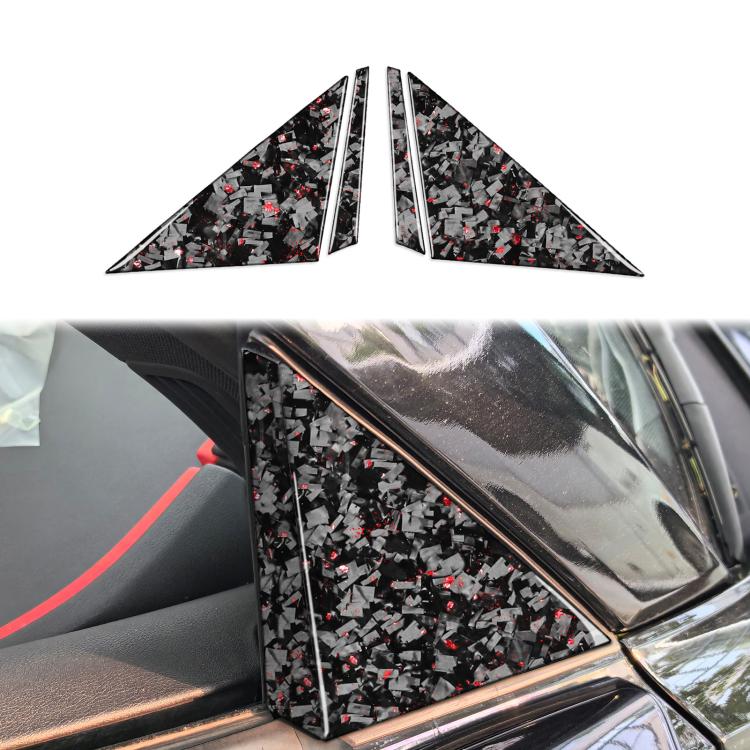 4pcs/Set Forged Gold Foil Carbon Fiber Car Outside A-pillar Decorative Sticker for Chevrolet Corvette C8 2020-, Left and Right Driver(Red)