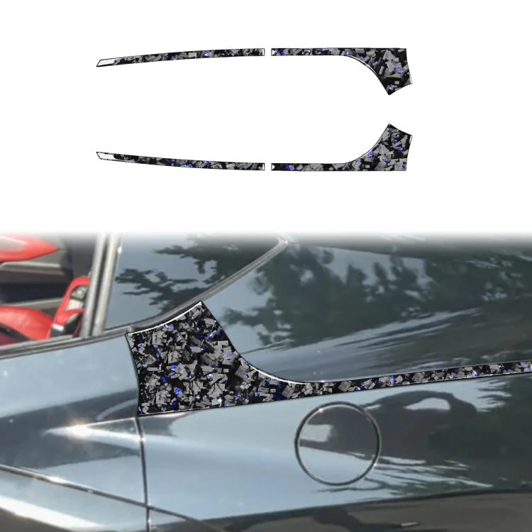4pcs/Set Forged Gold Foil Carbon Fiber Car Rear Sides Decorative Sticker for Chevrolet Corvette C8 2020-, Left and Right Driver(Blue)