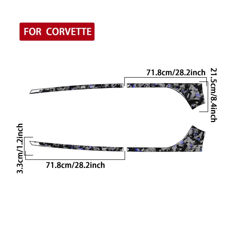 4pcs/Set Forged Gold Foil Carbon Fiber Car Rear Sides Decorative Sticker for Chevrolet Corvette C8 2020-, Left and Right Driver(Blue) - Image 2