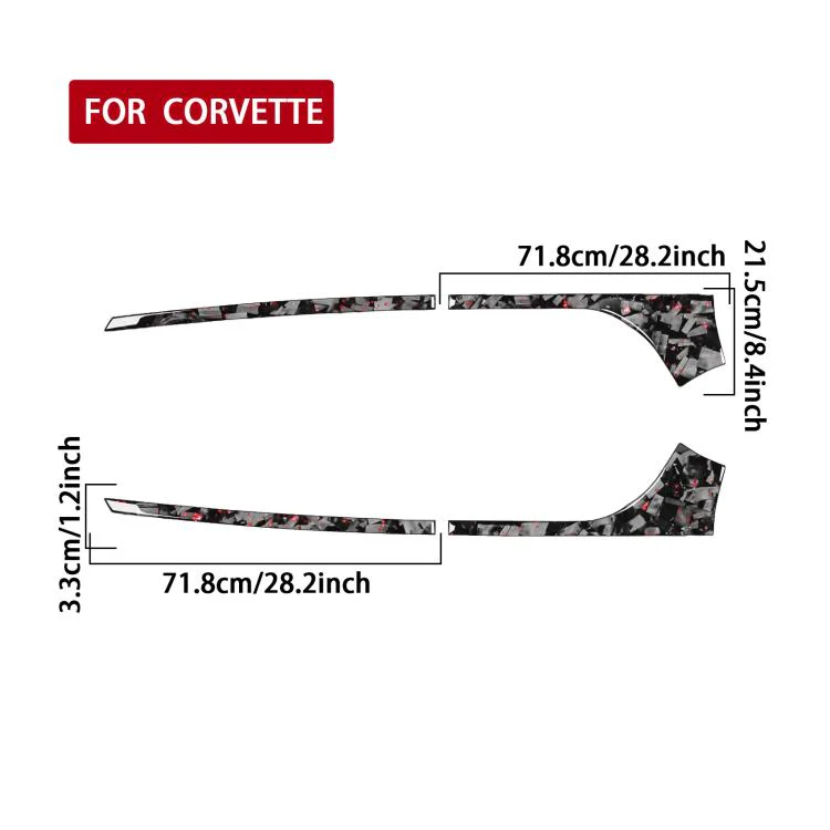 4pcs/Set Forged Gold Foil Carbon Fiber Car Rear Sides Decorative Sticker for Chevrolet Corvette C8 2020-, Left and Right Driver(Red) - Image 2