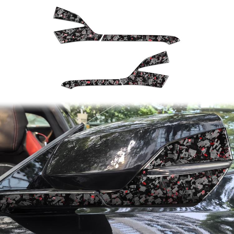 4pcs/Set Forged Gold Foil Carbon Fiber Car Rearview Mirror Decorative Sticker for Chevrolet Corvette C8 2020-, Left Driver(Red)