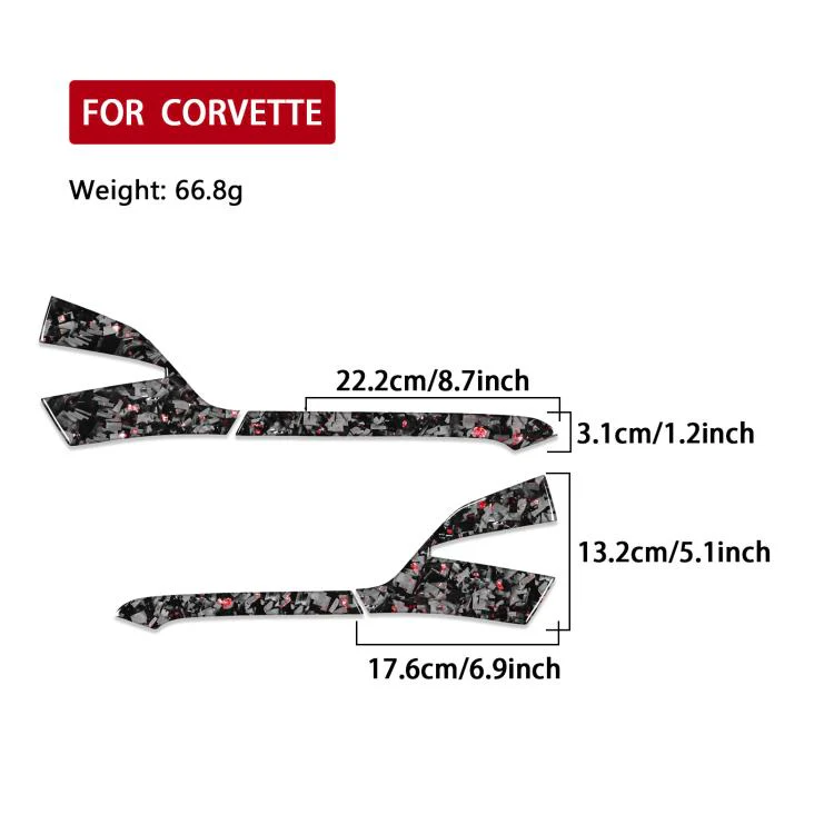 4pcs/Set Forged Gold Foil Carbon Fiber Car Rearview Mirror Decorative Sticker for Chevrolet Corvette C8 2020-, Left Driver(Red) - Image 2