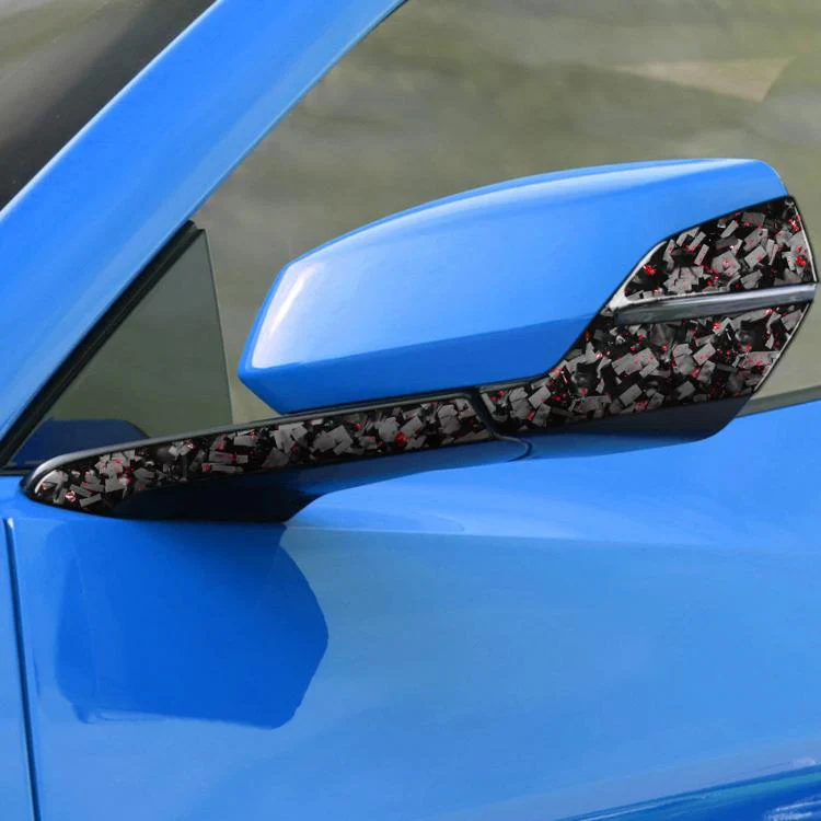 4pcs/Set Forged Gold Foil Carbon Fiber Car Rearview Mirror Decorative Sticker for Chevrolet Corvette C8 2020-, Left Driver(Red) - Image 3