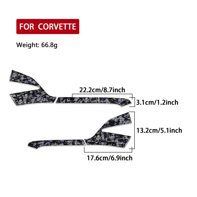 4pcs/Set Forged Gold Foil Carbon Fiber Car Rearview Mirror Decorative Sticker for Chevrolet Corvette C8 2020-, Right Driver(Blue) - Image 2