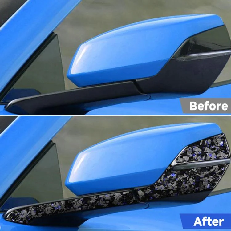 4pcs/Set Forged Gold Foil Carbon Fiber Car Rearview Mirror Decorative Sticker for Chevrolet Corvette C8 2020-, Right Driver(Blue) - Image 5