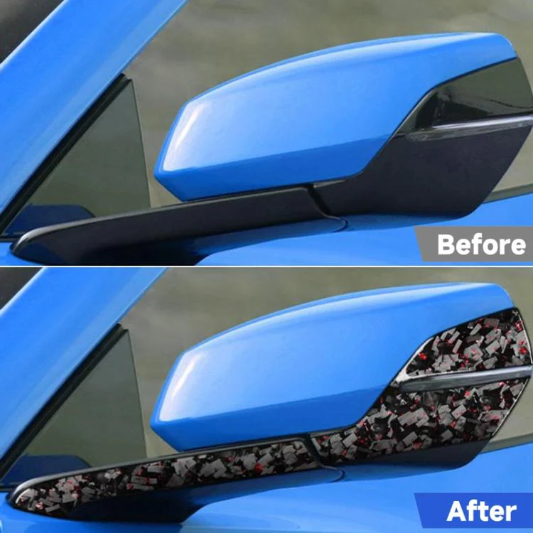 4pcs/Set Forged Gold Foil Carbon Fiber Car Rearview Mirror Decorative Sticker for Chevrolet Corvette C8 2020-, Right Driver(Red) - Image 5