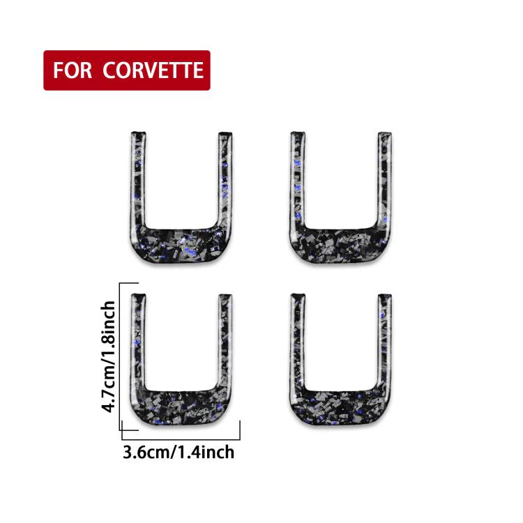 4pcs/Set Forged Gold Foil Carbon Fiber Car Sun Visor Decorative Sticker for Chevrolet Corvette C8 2020-, Left and Right Driver(Blue) - Image 2