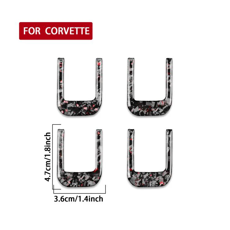 4pcs/Set Forged Gold Foil Carbon Fiber Car Sun Visor Decorative Sticker for Chevrolet Corvette C8 2020-, Left and Right Driver(Red) - Image 2
