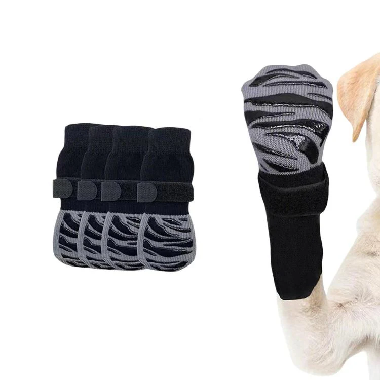 4pcs / Set Outdoor Silent Pet Socks For Medium & Large Dogs, Non-Slip Pet Paw Socks, Size: L(Stripes) - Image 2