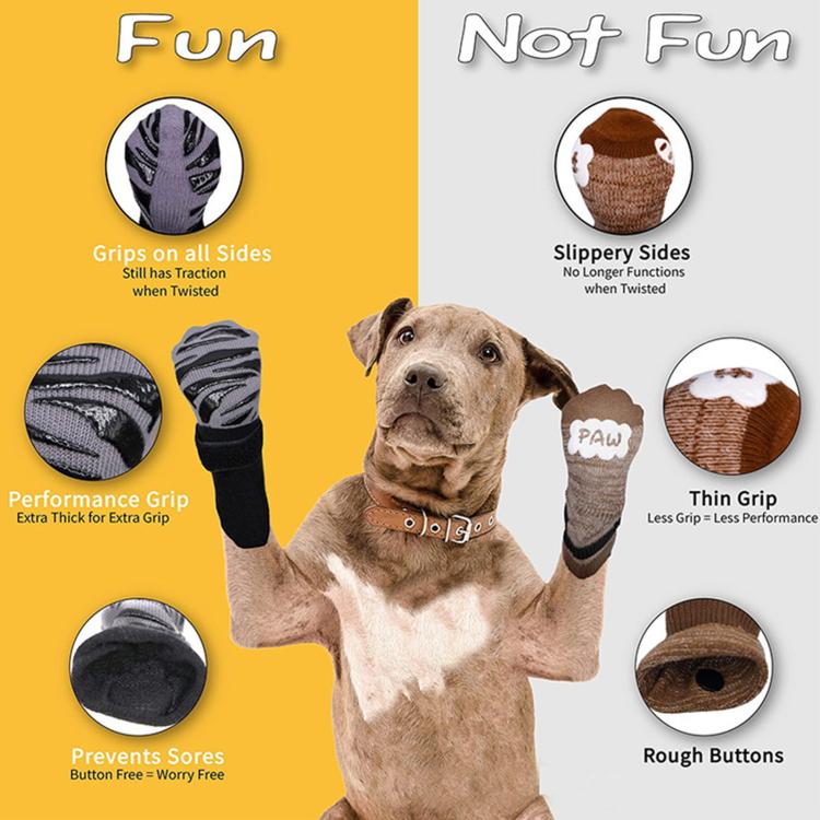 4pcs / Set Outdoor Silent Pet Socks For Medium & Large Dogs, Non-Slip Pet Paw Socks, Size: L(Stripes) - Image 4