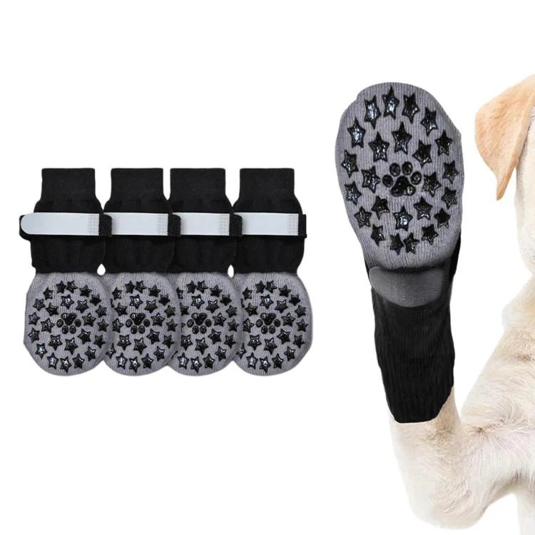 4pcs / Set Outdoor Silent Pet Socks For Medium & Large Dogs, Non-Slip Pet Paw Socks, Size: S(Luminous Claw-print Stars) - Image 2