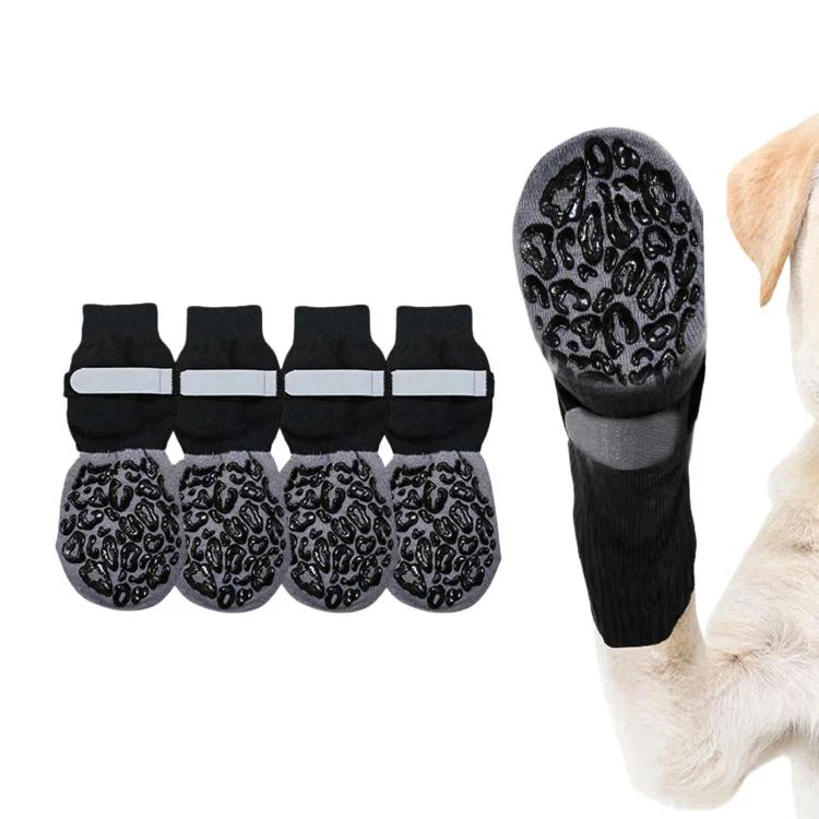 4pcs / Set Outdoor Silent Pet Socks For Medium & Large Dogs, Non-Slip Pet Paw Socks, Size: S(Luminous Leopard Print) - Image 2