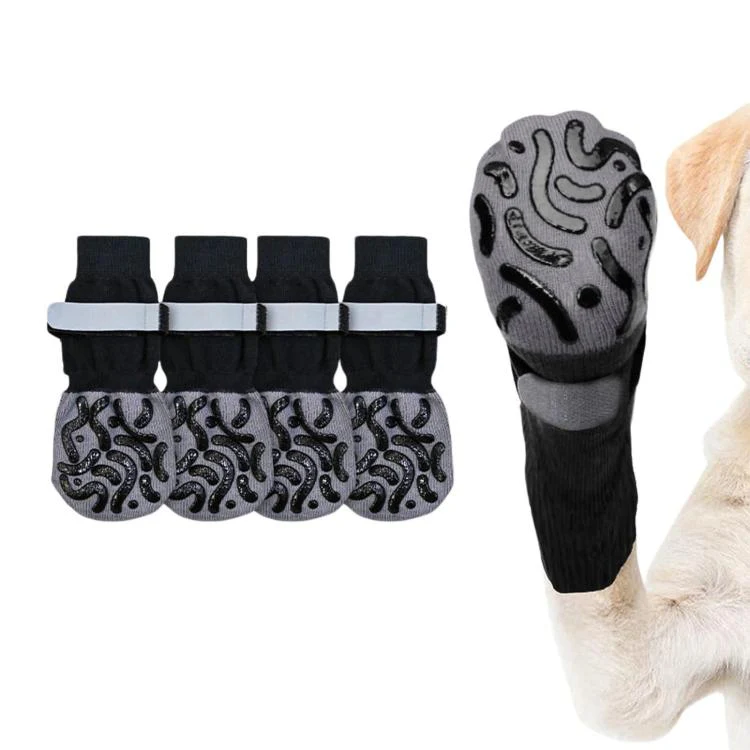 4pcs / Set Outdoor Silent Pet Socks For Medium & Large Dogs, Non-Slip Pet Paw Socks, Size: XS(Luminous Black Geometry) - Image 2