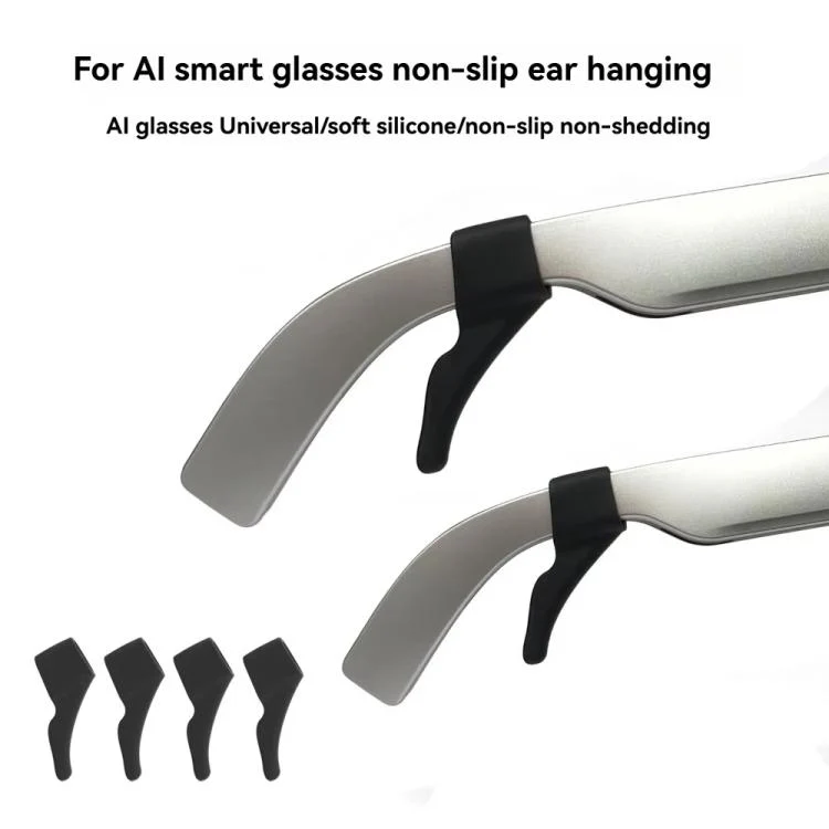 4pcs /Set Silicone Anti-Slip Ear Hooks for AI Smart Glasses Universal Comfort Eyeglass Ear Grips for Meta Ray-Ban, Xreal, Thunderbird(Black) - Image 4