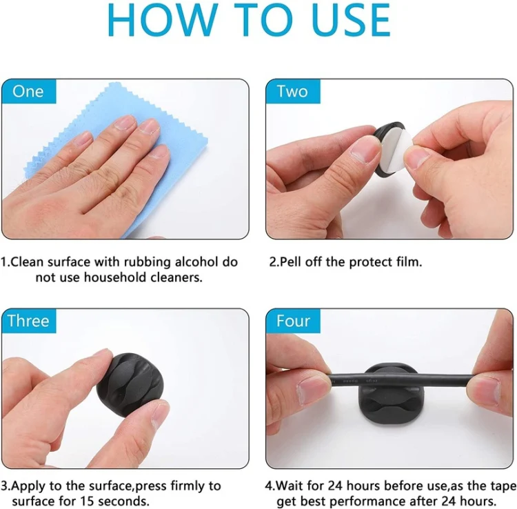 4pcs Zipper Ties Cord Management Organizer Kit Cable Sleeve With Zipper Cable Clip - Image 4