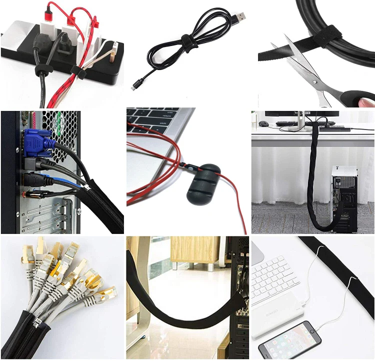 4pcs Zipper Ties Cord Management Organizer Kit Cable Sleeve With Zipper Cable Clip - Image 6
