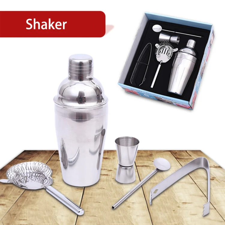 5 in 1 Classic Stainless Steel Shaker Set, Capacity: 550ml (Shaker + Jigger + Strainer + Ice Clip + Stirrer Pipe)(Silver) - Image 10