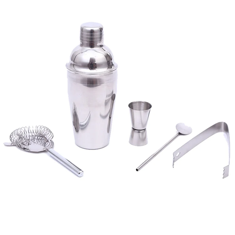 5 in 1 Classic Stainless Steel Shaker Set, Capacity: 550ml (Shaker + Jigger + Strainer + Ice Clip + Stirrer Pipe)(Silver) - Image 9