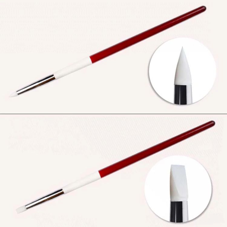 5 in 1 Red and White Rod Silicone Pen Wooden Engraving Pen Manicure Pen - Image 3